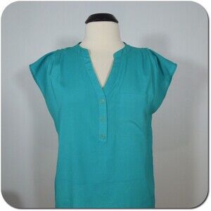 NEW YORK & COMPANY Top S SMALL Womens Blue Short Sleeves
